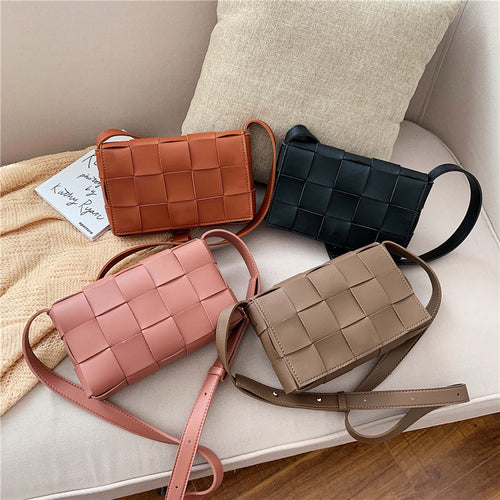 High Quality Women's Handbag Knitting Designer Crossbody Bag Fashion Women's Shoulder Messenger Bags Woven Plaid Female Purse