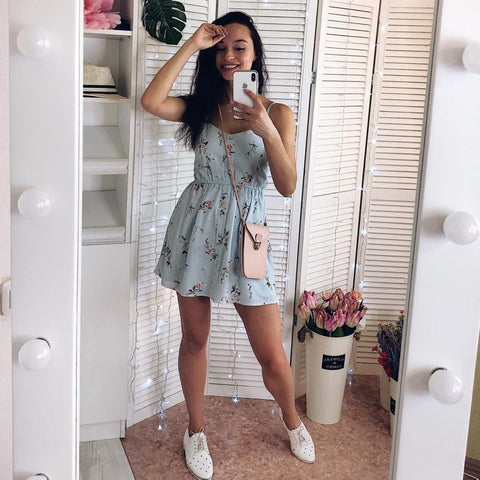 2019 Sexy Deep V Neck Women Summer Spaghetti Strap Backless Lace Dresses Fashion Sleeveless  Casual Beach Dress