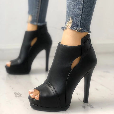 New Fashion Woman Faux Suede Pumps Sexy Open Toe Ankle BootS