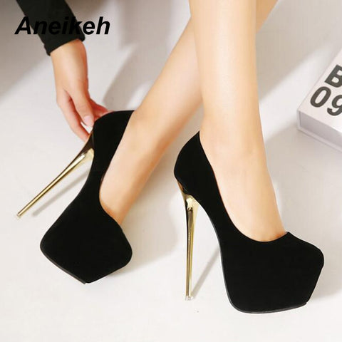 Hot Fashion New high-heeled shoes woman pumps wedding party shoes platform fashion women shoes high heels 11cm suede black 8Size