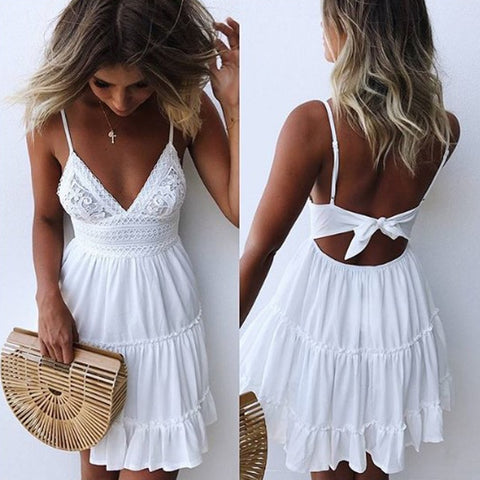 2019 New Women's Dress Sweet Summer Casual Fashion Bohemian Print Thin Strap Sleeveless  Black Dress for Women