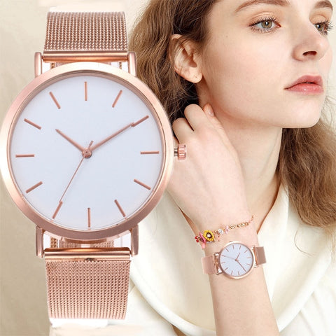 Fashion Rose Gold Mesh Band Creative Marble Female Wrist Watch Luxury Women Quartz Watches Gifts Relogio Feminino Drop Shipping